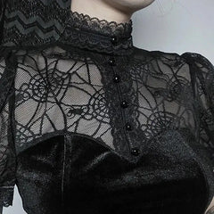 Gothic Spider Mesh Hollow Top for Women