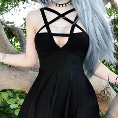 Gothic Star Strap Dress for Women