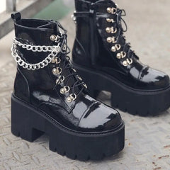 Gothic Style Ankle High Heels Platform Boots