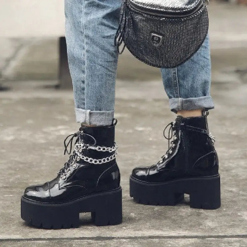 Gothic Style Ankle High Heels Platform Boots