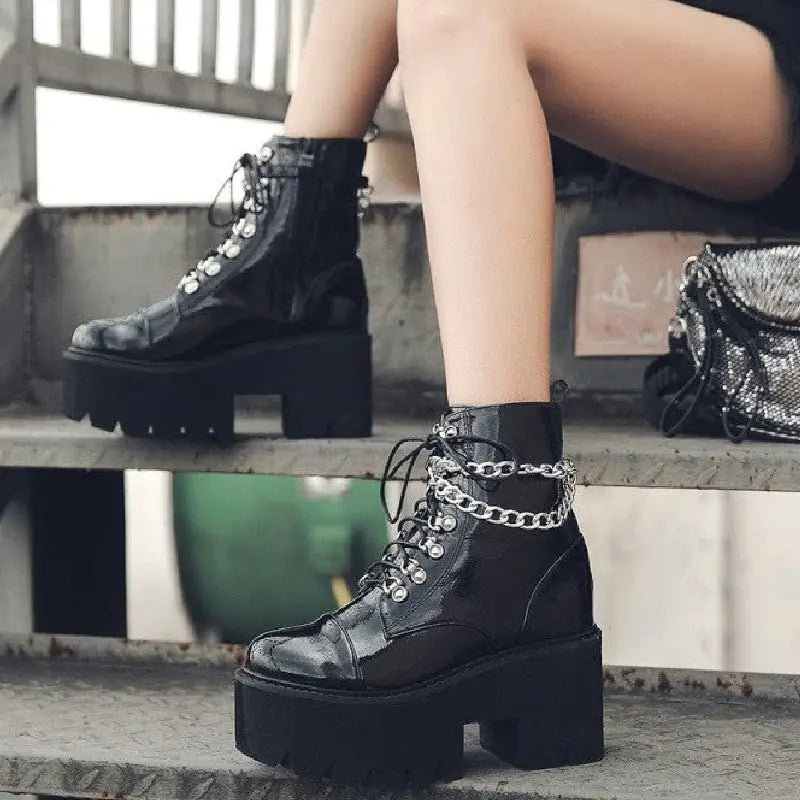 Gothic Style Ankle High Heels Platform Boots