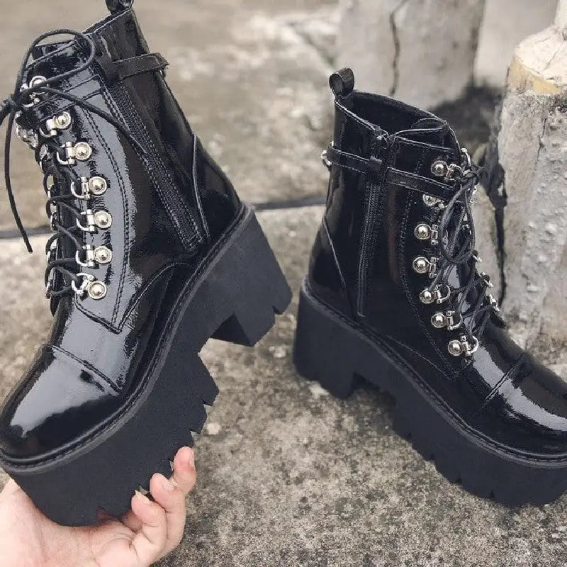 Gothic Style Ankle High Heels Platform Boots