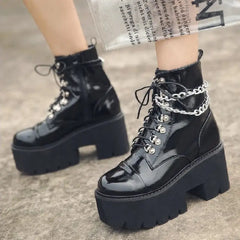 Gothic Style Ankle High Heels Platform Boots