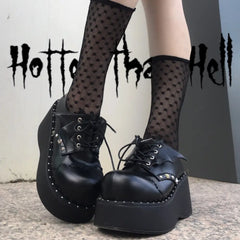 Gothic Style Harajuku Bat Platform Mary Jane Shoes Black