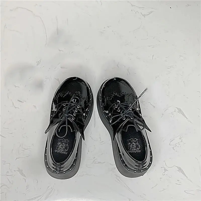 Gothic Style Harajuku Bat Platform Mary Jane Shoes Black.