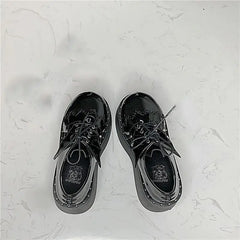 Gothic Style Harajuku Bat Platform Mary Jane Shoes Black.