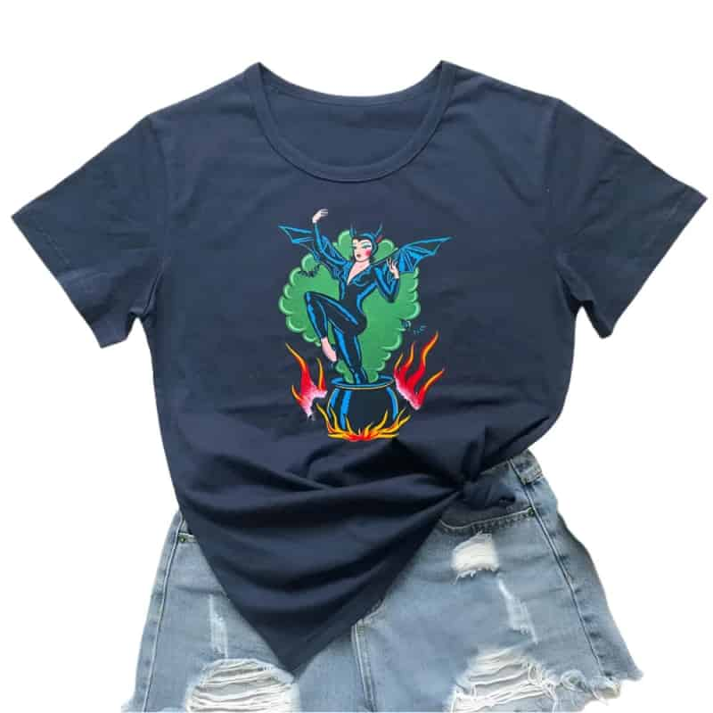 Gothic Witch T-Shirt with Bat Wings