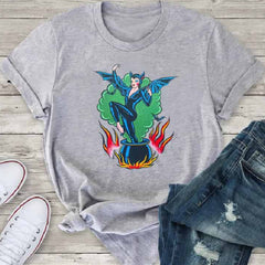 Gothic Witch T-Shirt with Bat Wings