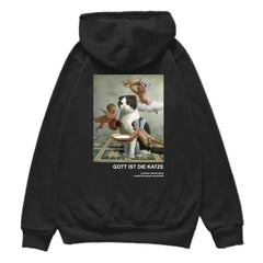 Gott Ist Die Katze Angels and Cat Graphic Hoodie