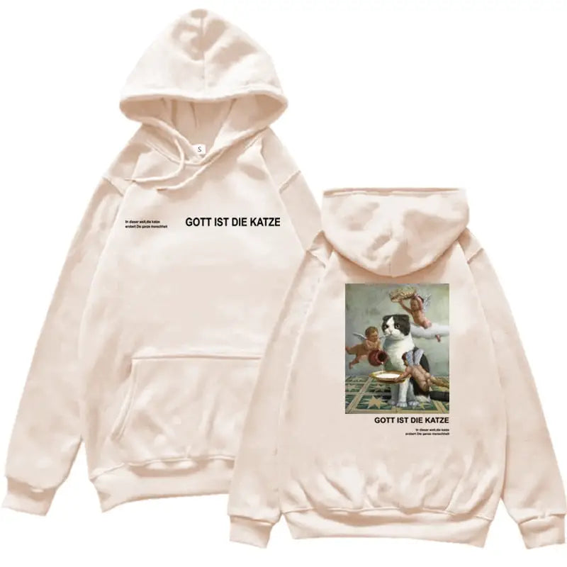 Gott Ist Die Katze Angels and Cat Graphic Hoodie