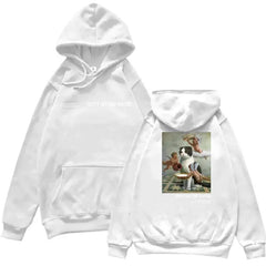 Gott Ist Die Katze Angels and Cat Graphic Hoodie White2 / S