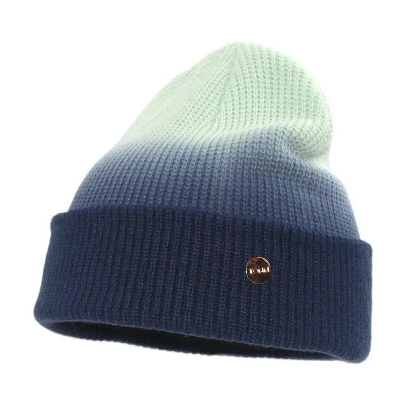 Gradient Color Soft Knitted Beanie for Winter Darck-Blue