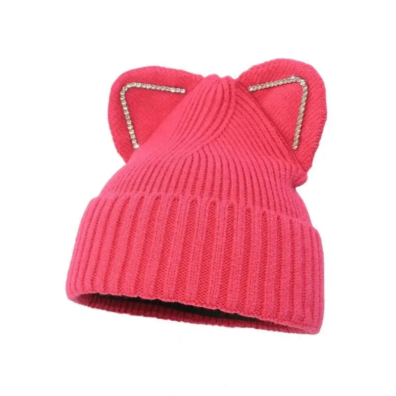 Gradient Color Soft Knitted Beanie for Winter Pink