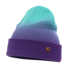 Gradient Color Soft Knitted Beanie for Winter Purple-Blue