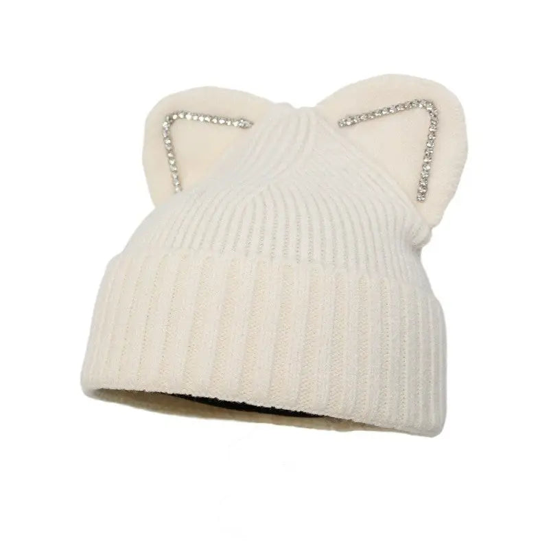 Gradient Color Soft Knitted Beanie for Winter White