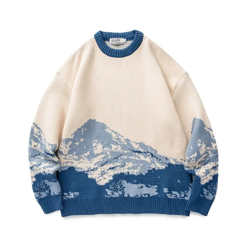 Gradient Snow Mountain Knitted Oversize Sweater