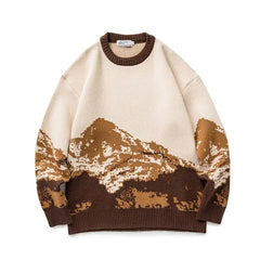 Gradient Snow Mountain Knitted Oversize Sweater