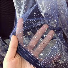 Gradient Star Sunscreen Mesh Shirt and Denim Short Set