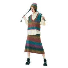 Gradients Color Stripe Vest Knit Half Skirt