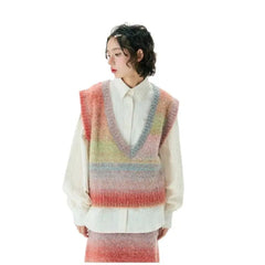 Gradients Color Stripe Vest Knit Half Skirt
