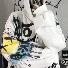 Graffiti Cartoon Monster Oversized Hoodie for Everyday Wear