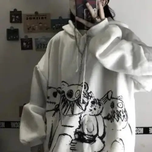 Graffiti Cartoon Monster Oversized Hoodie for Everyday Wear