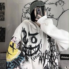Graffiti Cartoon Monster Oversized Hoodie for Everyday Wear