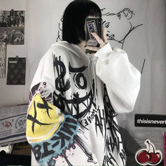 Graffiti Cartoon Monster Oversized Hoodie