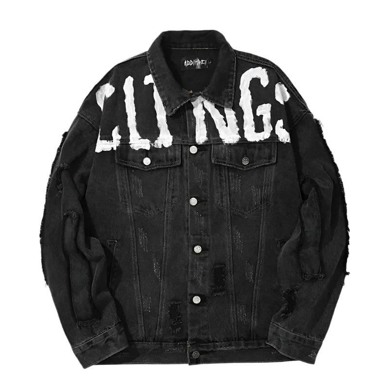 Graffiti Denim Scrap Jacket - Black / M - Jackets