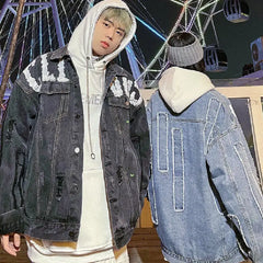 Graffiti Denim Scrap Jacket - Jackets