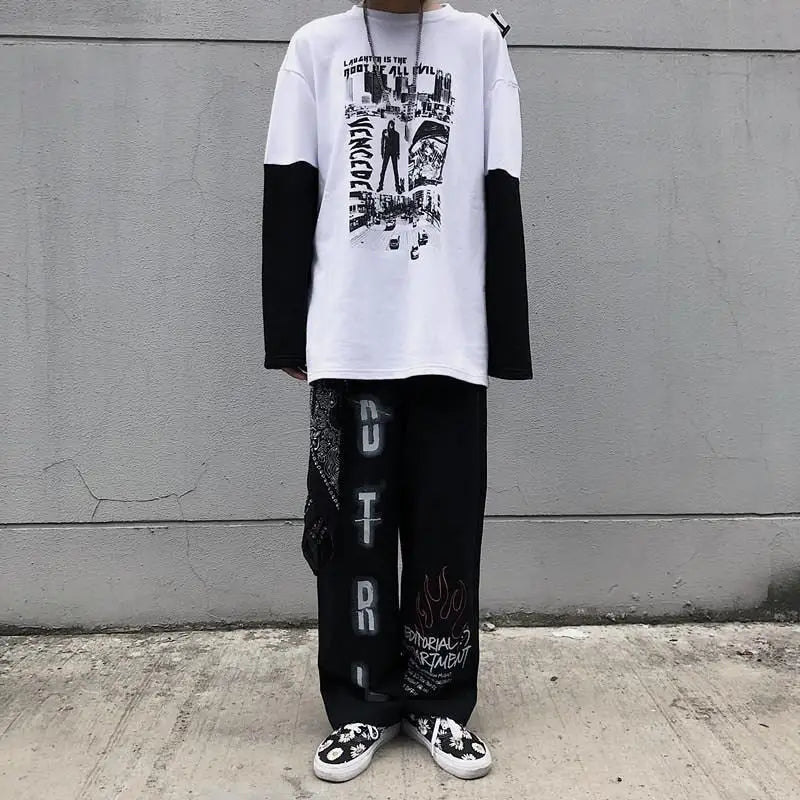 Graffiti Grunge Punk Oversized Pants for Men and Women