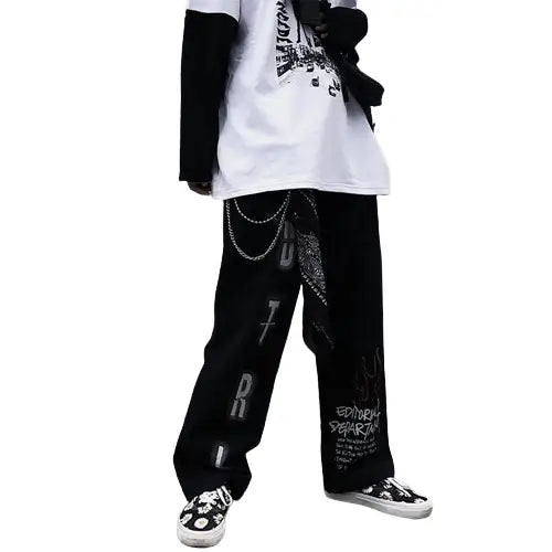 Graffiti Grunge Punk Oversized Pants for Men and Women