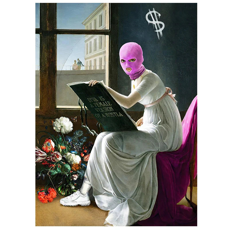 Graffiti Mona Lisa Canvas Gangsta Poster Art 20x30CM