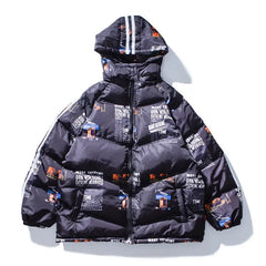 Graffiti Parka Padded Coat for Winter black / M
