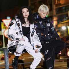 Graffiti Parka Padded Coat for Winter