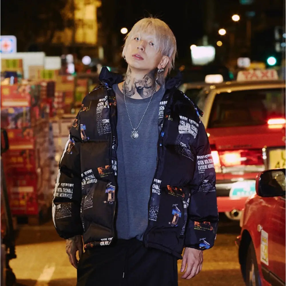 Graffiti Parka Padded Coat for Winter