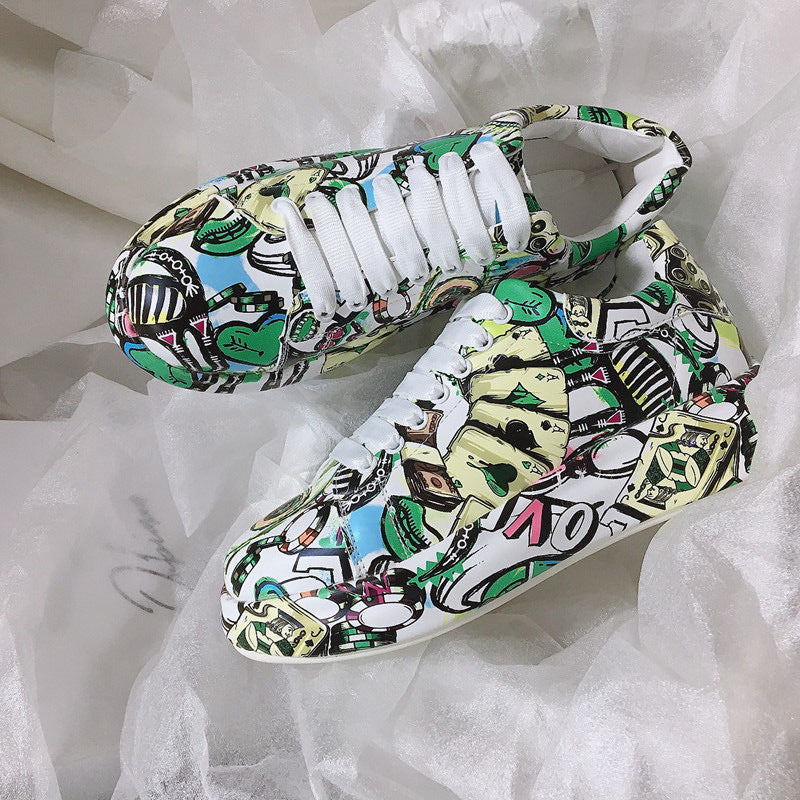 Graffiti Soft Platform Sneakers - Green / 35