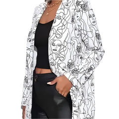 Graffiti Street High Lapel Blazer for Men and Women Faces