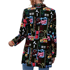 Graffiti Street High Lapel Blazer for Men and Women Neon