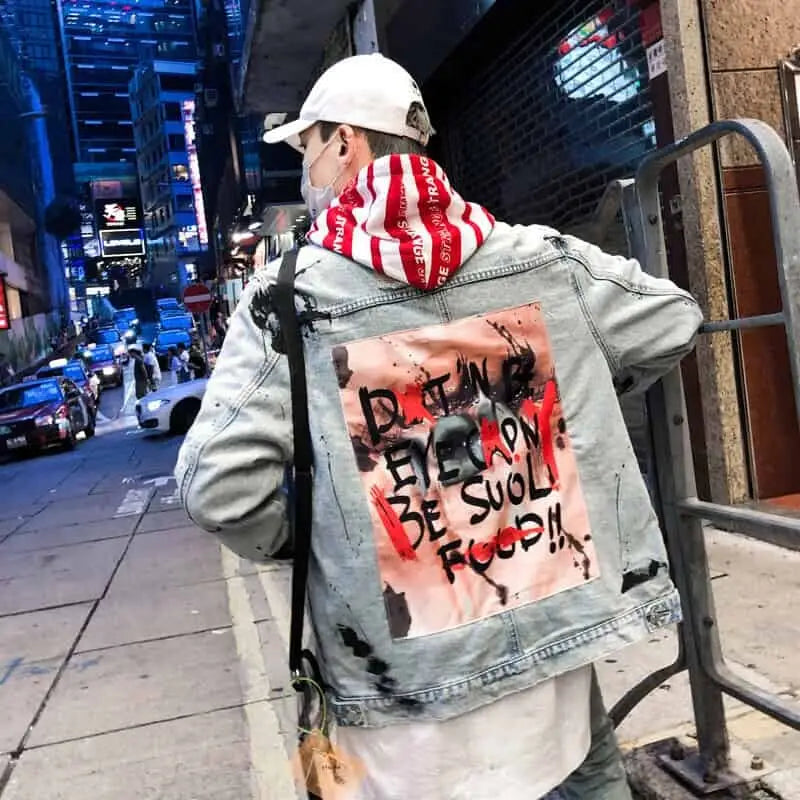 Graffiti Wall Denim Jacket for Men and Women
