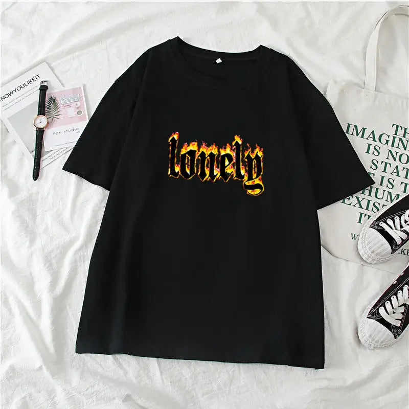 Graphic Cotton Feeling Lonely T-Shirt for Everyday Wear