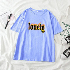 Graphic Cotton Feeling Lonely T-Shirt for Everyday Wear