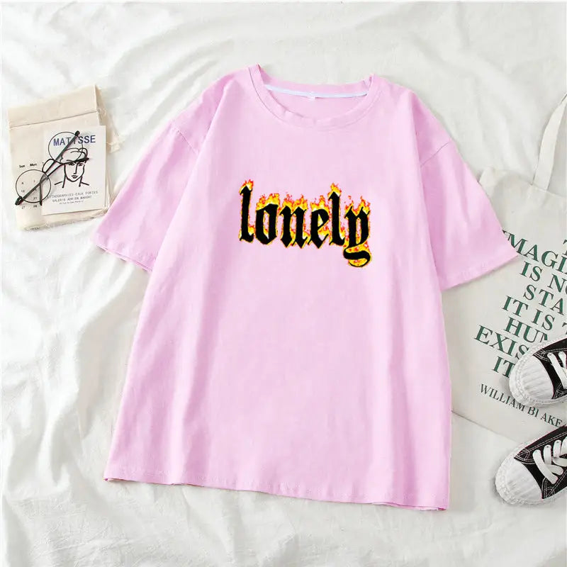 Graphic Cotton Feeling Lonely T-Shirt for Everyday Wear