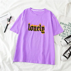 Graphic Cotton Feeling Lonely T-Shirt for Everyday Wear