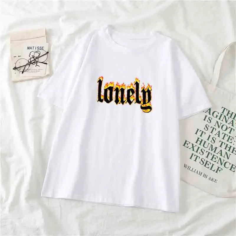 Graphic Cotton Feeling Lonely T-Shirt for Everyday Wear