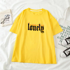 Graphic Cotton Feeling Lonely T-Shirt for Everyday Wear