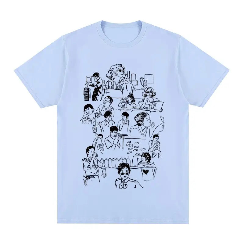 Graphic Sketch T-shirt - Sky blue / S - T-shirts