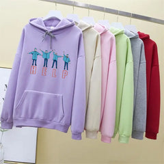 Graphic Tee Hoodie for Social Distancing Days HELP Purple