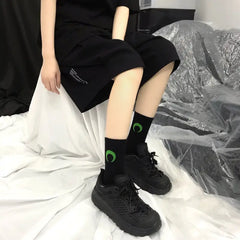 Green Aesthetic Crescent Moon Socks