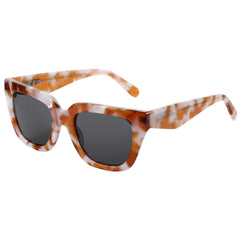 Green demi tortoiseshell sunglasses with polarized UV400 lenses and bold acetate frame detail.